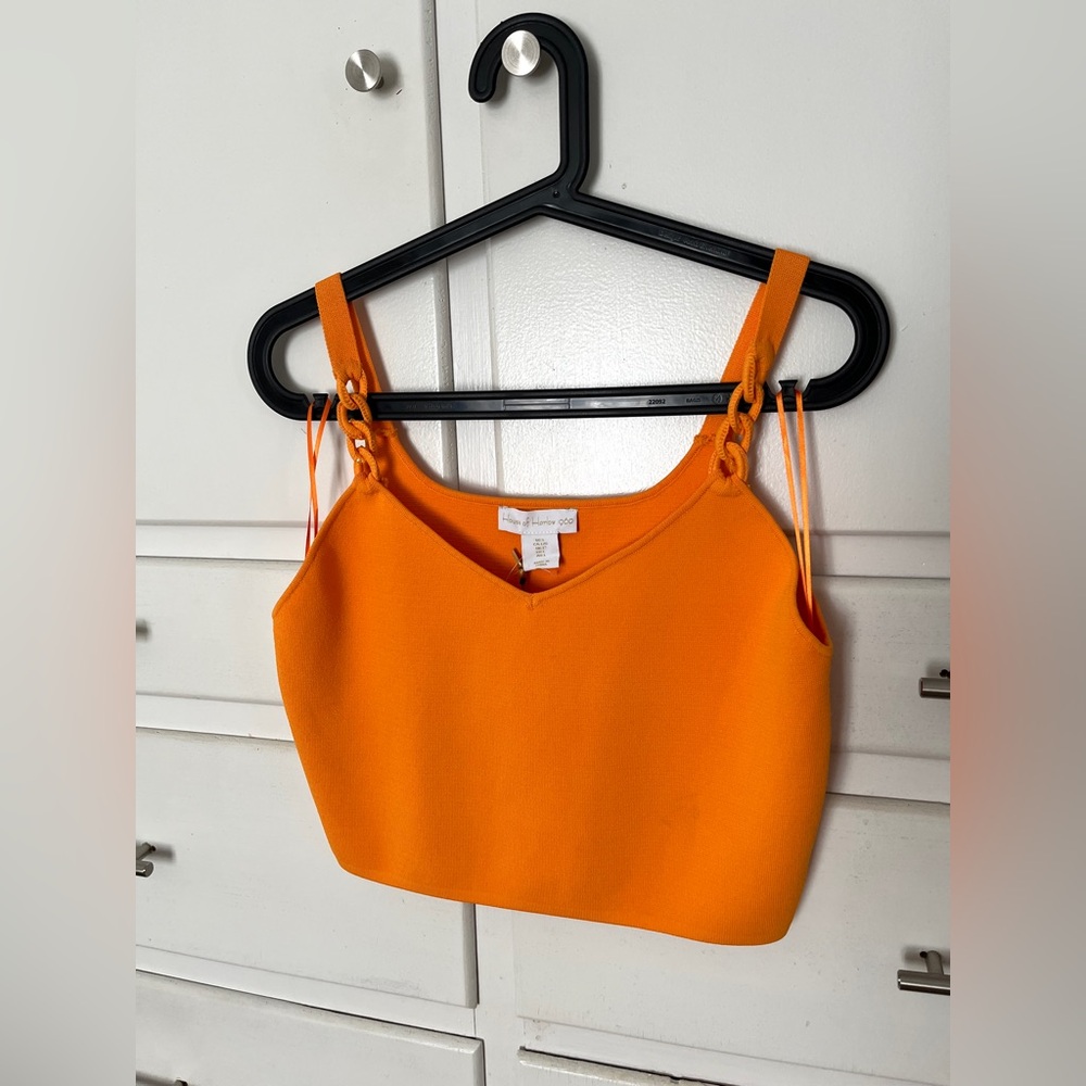 House of Harlow 1960 Bright Orange chain link Crop Top size large